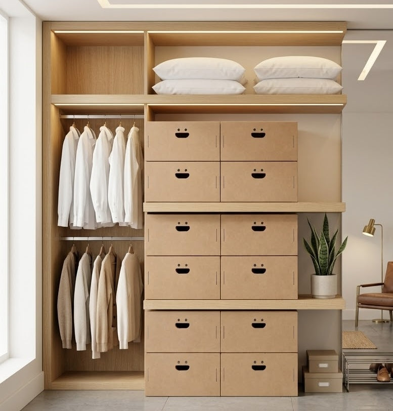 Lot de 4 boîtes de rangement pour armoire L